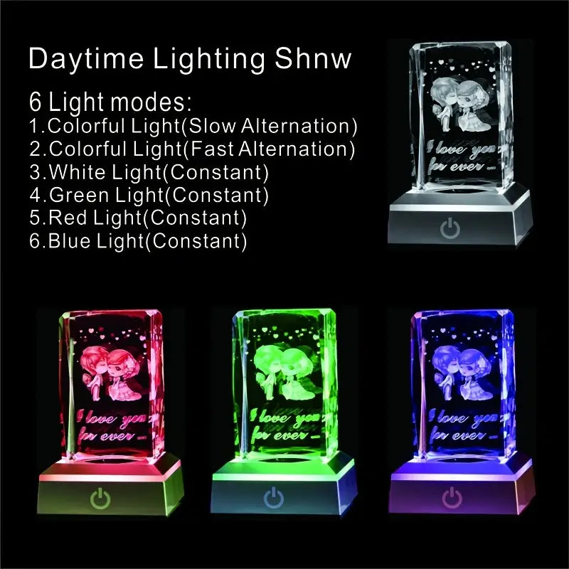 Statue en forme de cœur "I Love You Forever" 3D avec rose et lampe de nuit LED changeant de couleur – Un cadeau époustouflant pour des moments spéciaux