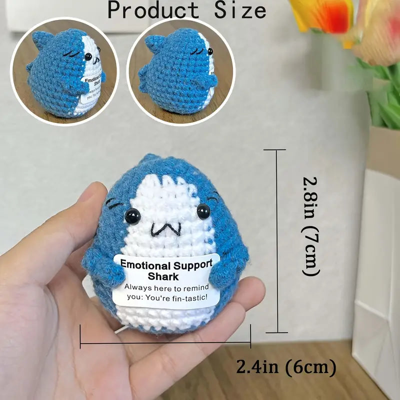 Handmade Crochet Shark Duck Plush – Motivational Gift with Optional Display Stand