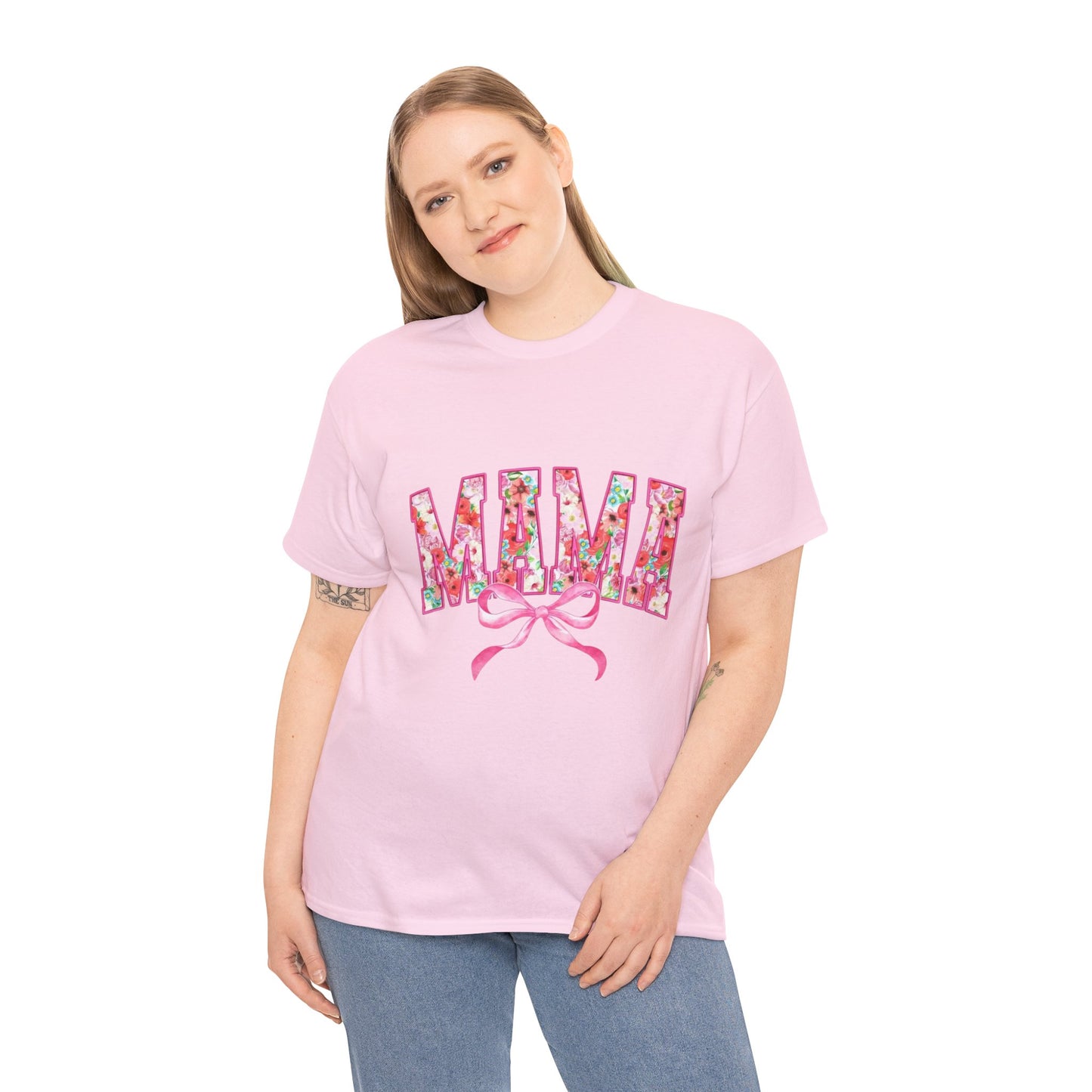 Mama Floral Coquette Bow Cotton T-Shirt