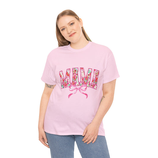 T-shirt en coton avec nœud fleuri et coquette pour maman