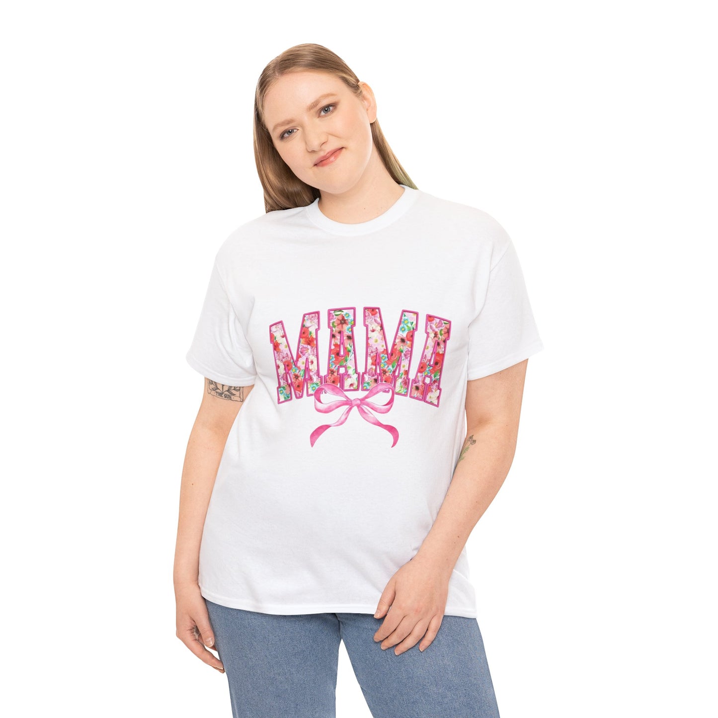 Mama Floral Coquette Bow Cotton T-Shirt