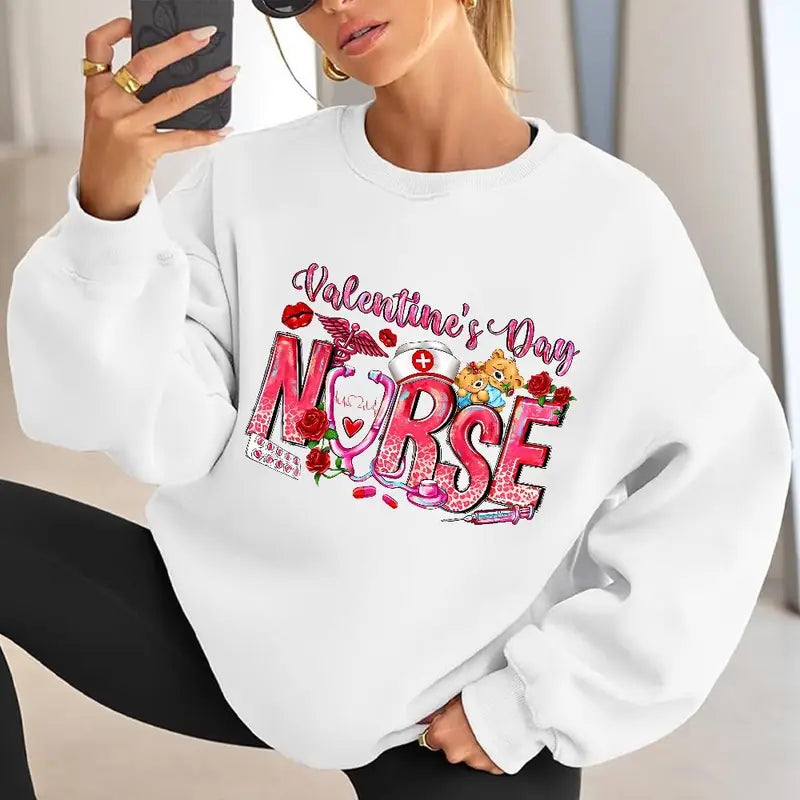 Sweat-shirt unisexe avec nœud rose pour la Saint-Valentin - Cadeau confortable pour les professionnels de la santé et les passionnés d'amour