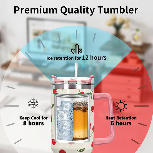 Floral Watercolor 40oz Stainless Steel Tumbler with Straw – Insulated & Leakproof Travel Mug