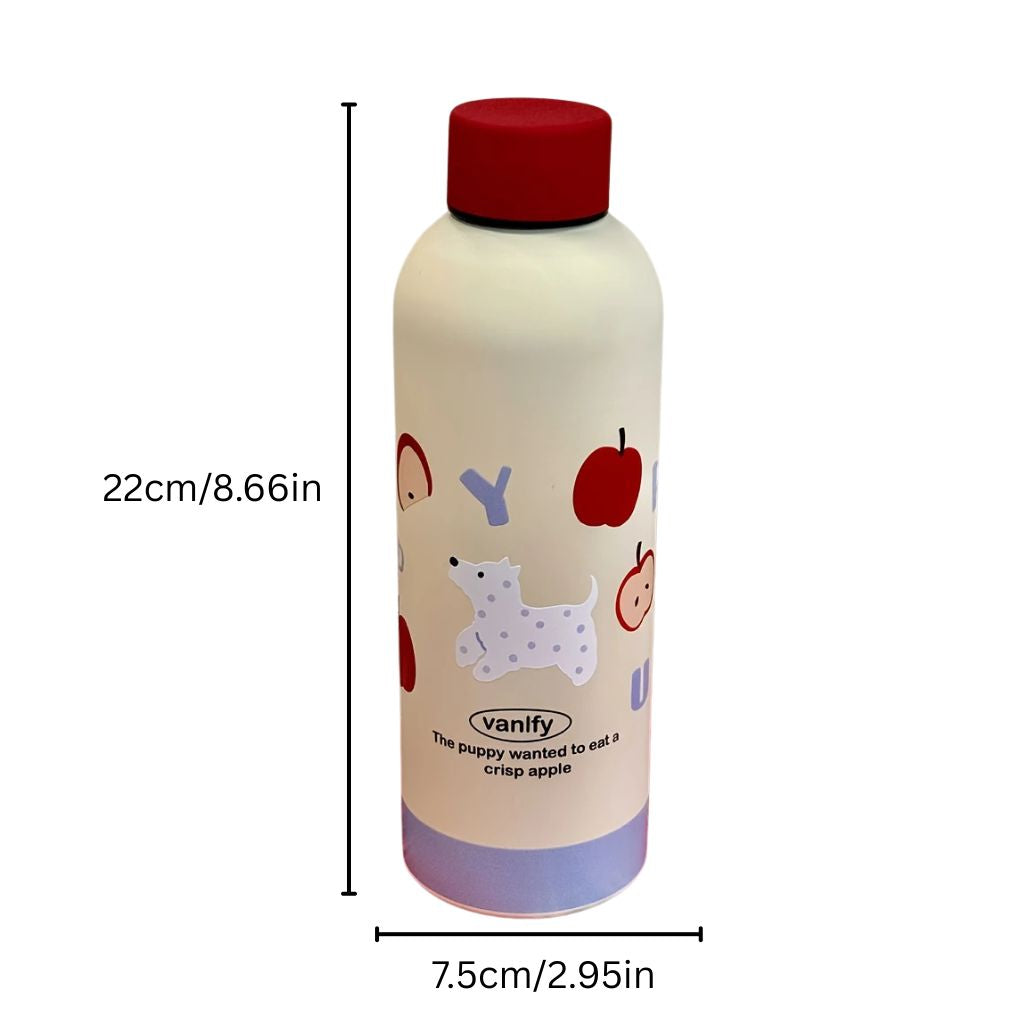 Puppy Stainless Steel Water Bottle with Leak-Proof Lid – 17oz (500ml) Insulated & Reusable