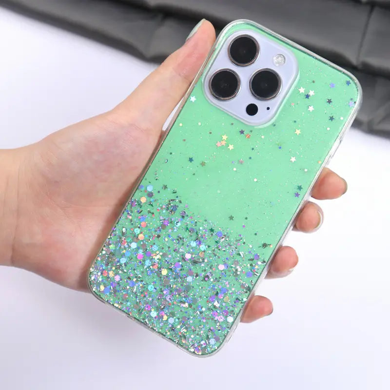 Shockproof Bling Glitter Clear Case for iPhone 16/16 Pro/16 Plus/16 Pro Max – Lens Protection, Soft TPU Cover