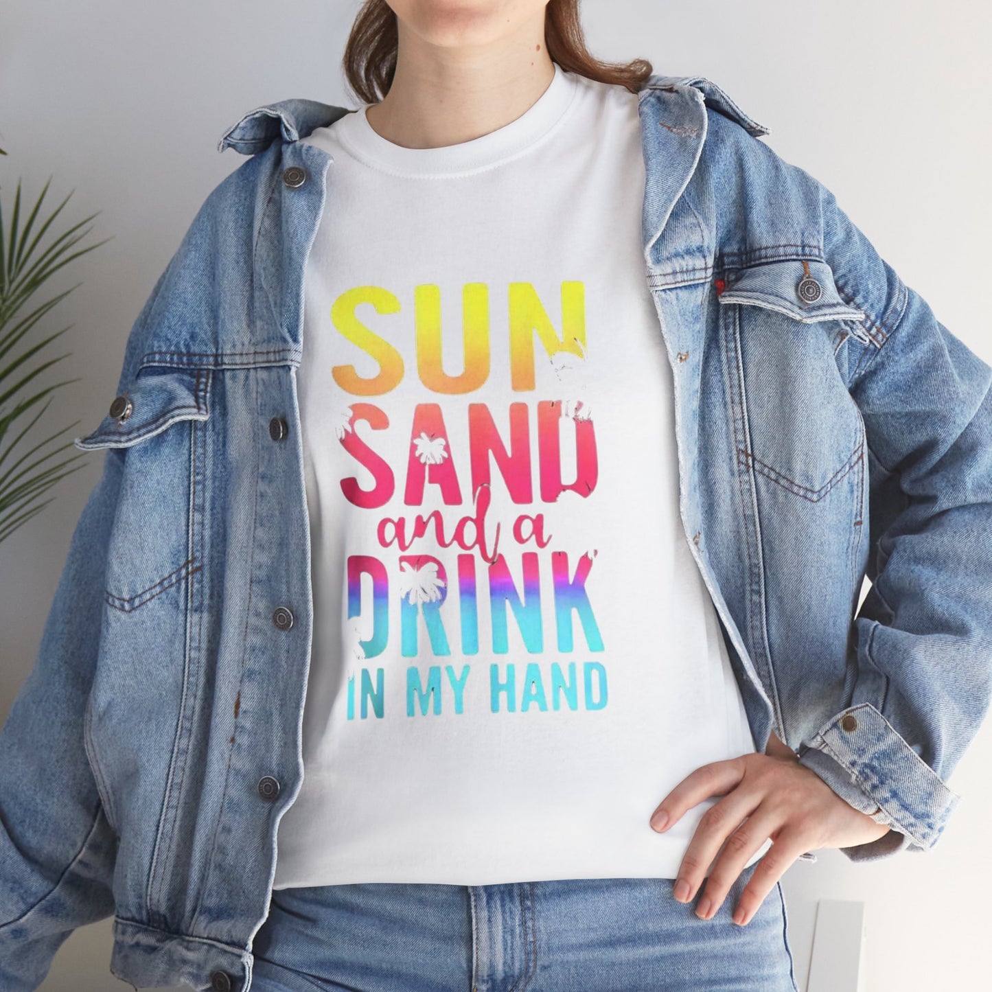 ✿ Sun, Sand, and a Drink in My Hand Cotton T-Shirt ✿