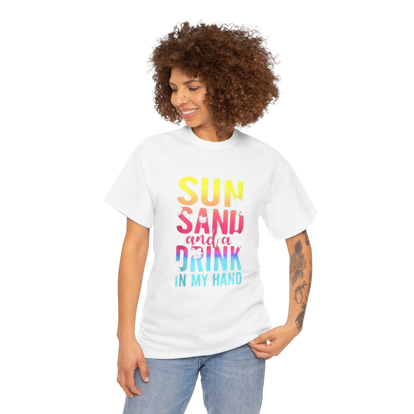 ✿ Sun, Sand, and a Drink in My Hand Cotton T-Shirt ✿