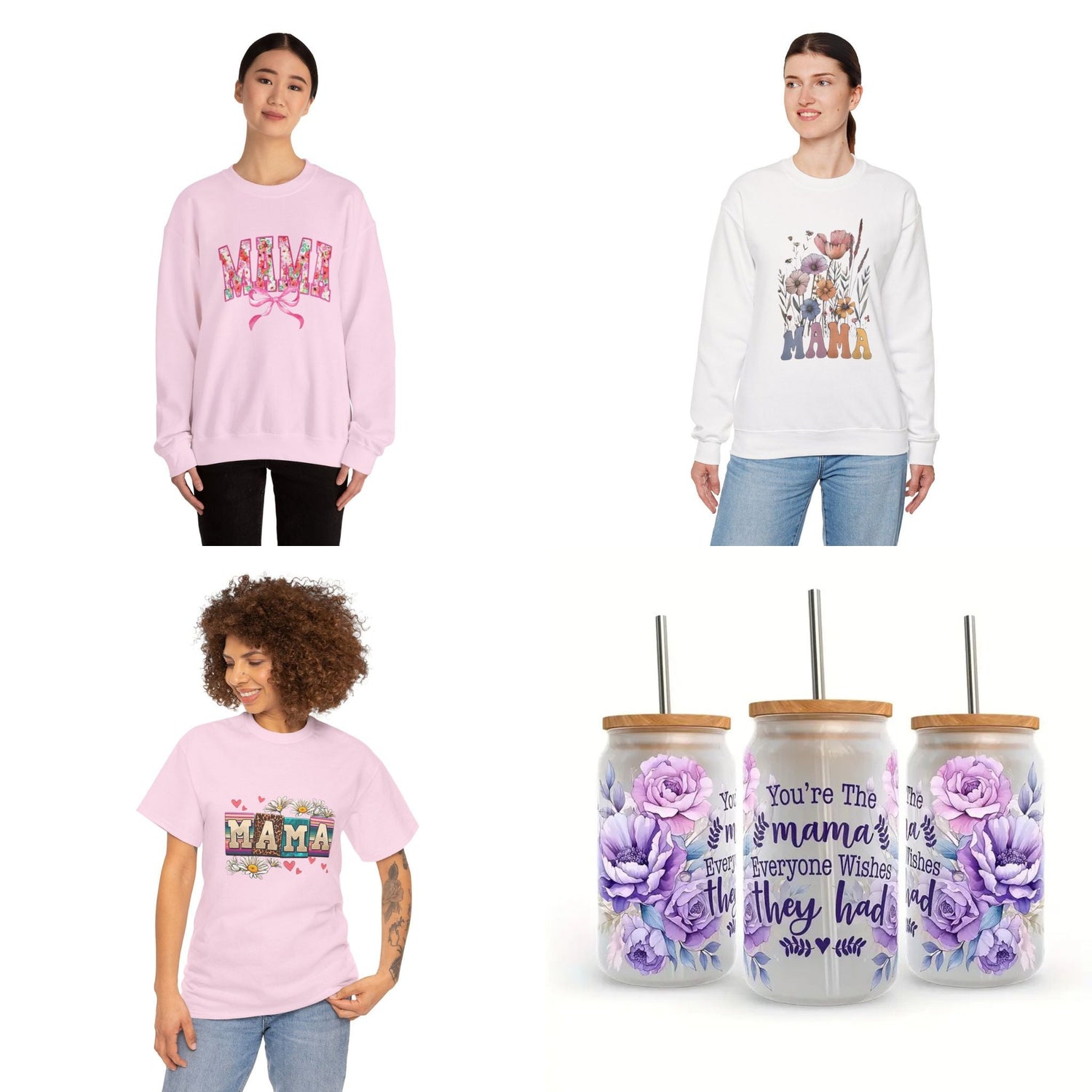 Mother's Day Collection featuring cozy sweatshirts and stylish T-shirts with floral, bohemian, and heartfelt designs. Perfect gifts for moms, combining comfort, charm, and thoughtful messages in soft, breathable fabrics