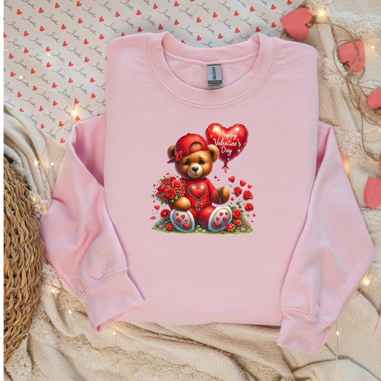 Crewneck unisexe Teddy Bear Happy Valentine's Day – Cadeau confortable et adorable pour vos proches