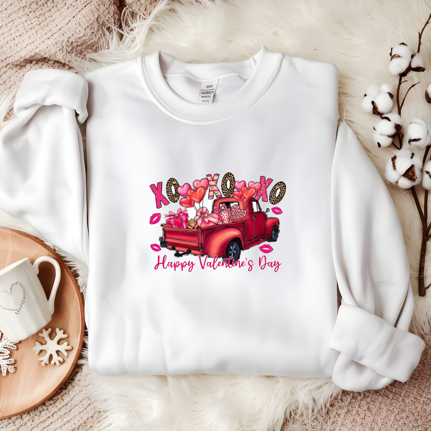 Crewneck unisexe Happy Valentine's Day Truck - Cadeau festif et confortable pour l'amour et le style