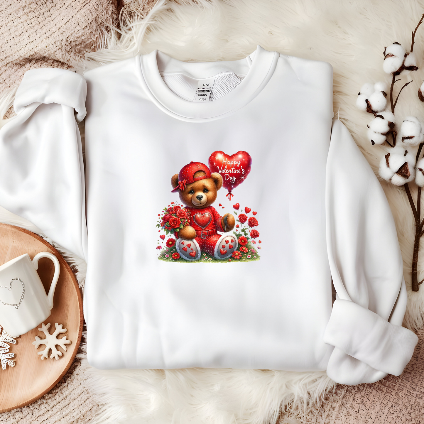 Crewneck unisexe Teddy Bear Happy Valentine's Day – Cadeau confortable et adorable pour vos proches