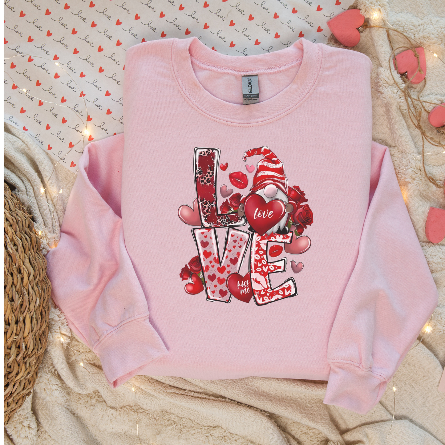Sweatshirt unisexe avec mignon gnome d'amour – Douillet et festif pour la Saint-Valentin !