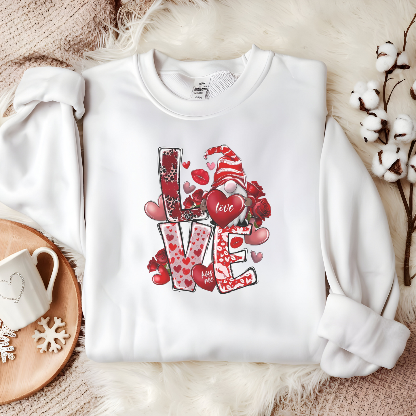 Sweatshirt unisexe avec mignon gnome d'amour – Douillet et festif pour la Saint-Valentin !