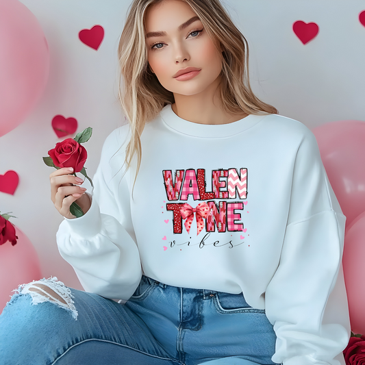 Unisex Valentine Vibes Crewneck Sweatshirt – Cozy, Heartwarming Gift for Love Lovers & Valentine's Day
