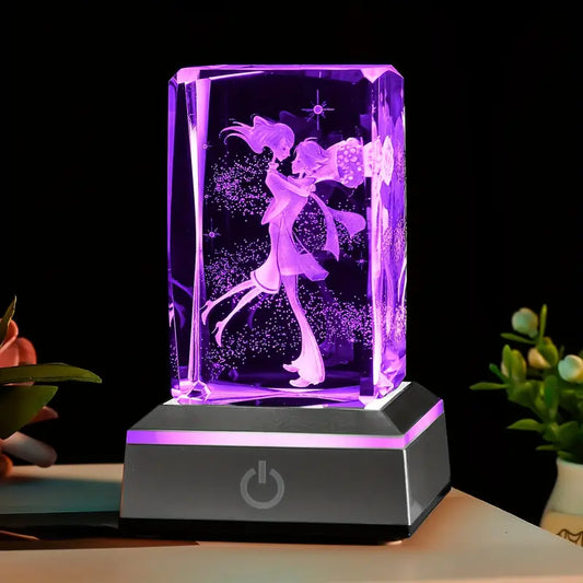 3D Couples Crystal Ball Multicolor Night Light – A Stunning Gift for Special Moments