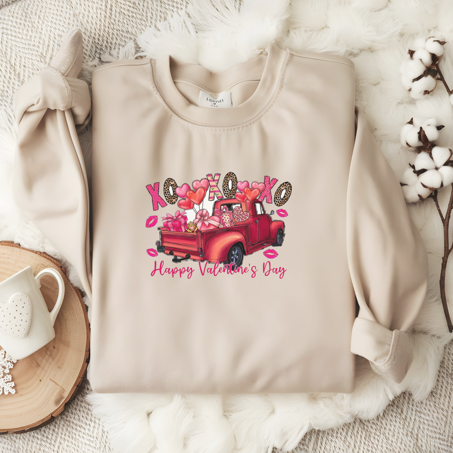 Crewneck unisexe Happy Valentine's Day Truck - Cadeau festif et confortable pour l'amour et le style
