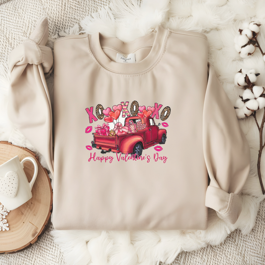 Unisex Heavy-Blend Truck & Love-Themed Crewneck Sweatshirt