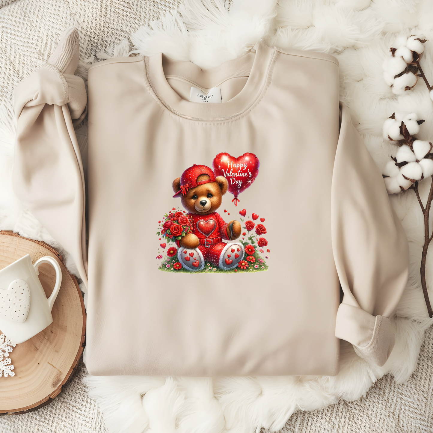 Crewneck unisexe Teddy Bear Happy Valentine's Day – Cadeau confortable et adorable pour vos proches