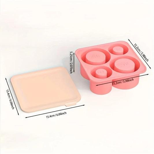 Silicone Ice Making Compartment – 4 Large Cylindrical Molds with Lids