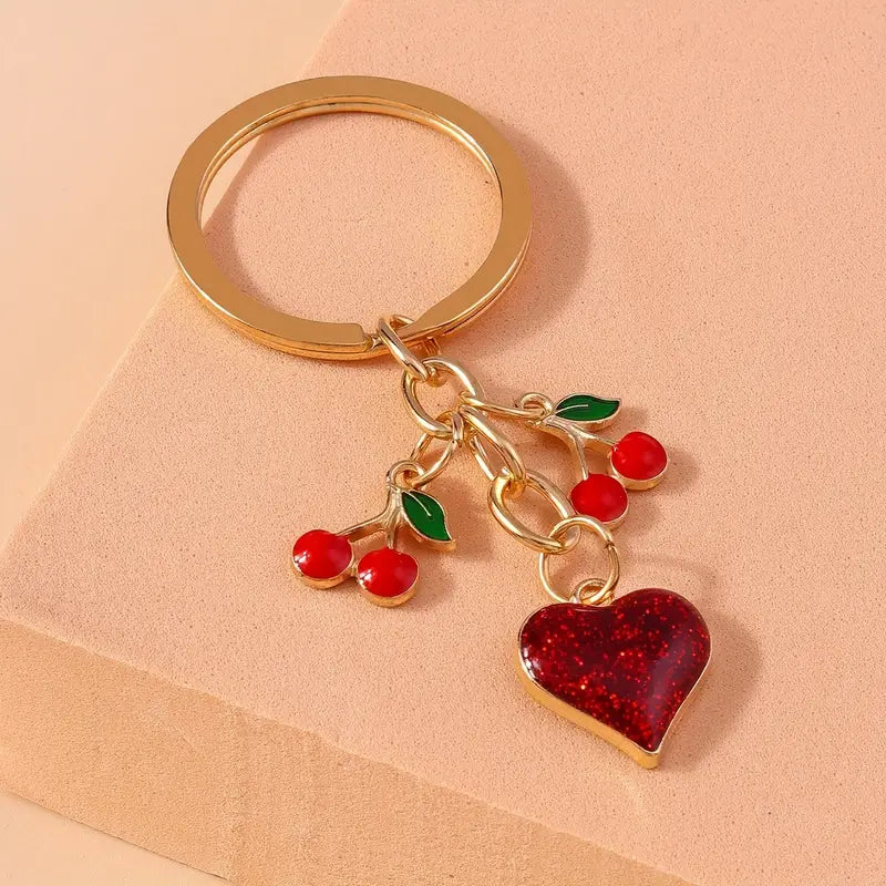 Porte-clés en alliage Cherry Love pour hommes et femmes – Accessoire élégant à porter au quotidien