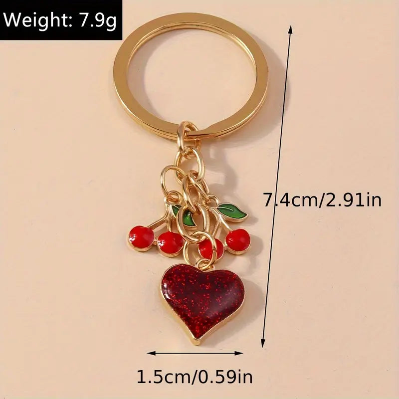 Porte-clés en alliage Cherry Love pour hommes et femmes – Accessoire élégant à porter au quotidien