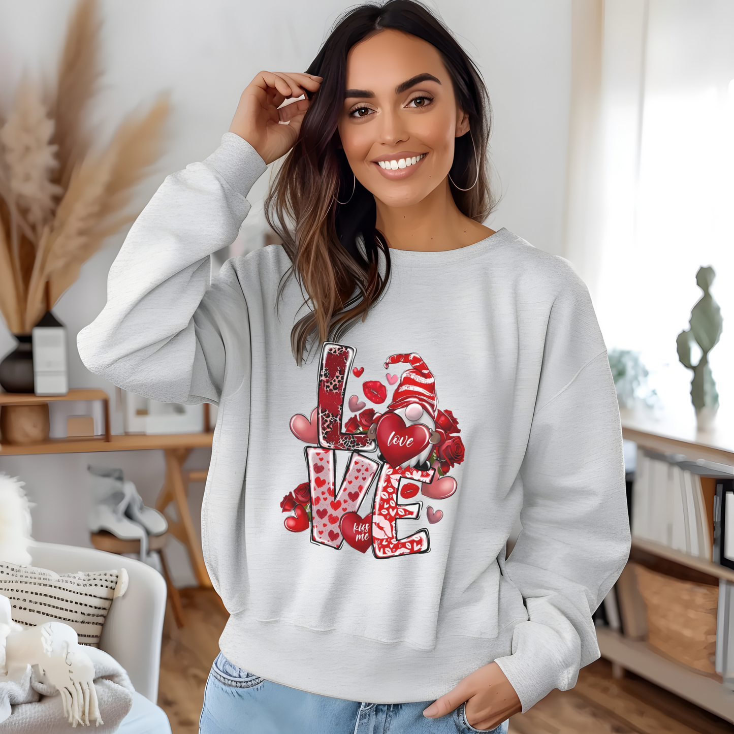 Sweatshirt unisexe avec mignon gnome d'amour – Douillet et festif pour la Saint-Valentin !