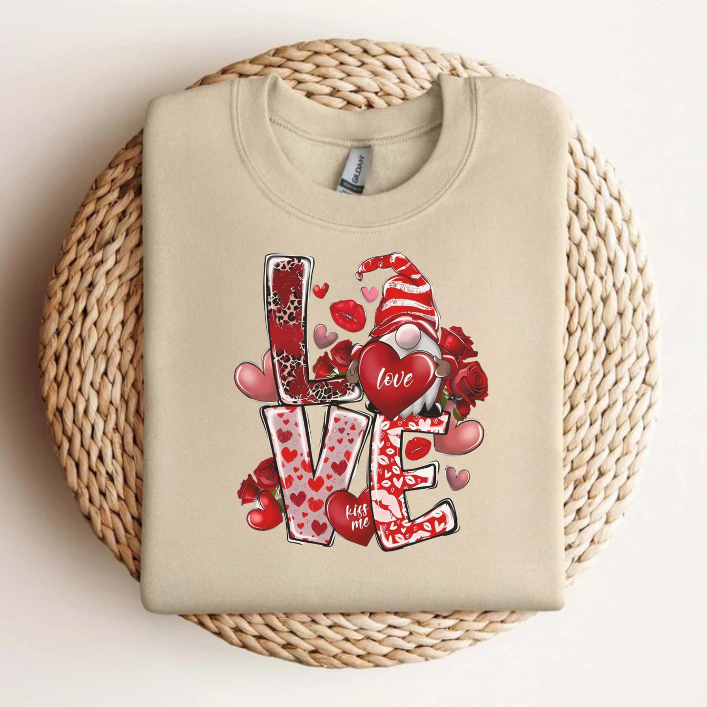 Sweatshirt unisexe avec mignon gnome d'amour – Douillet et festif pour la Saint-Valentin !