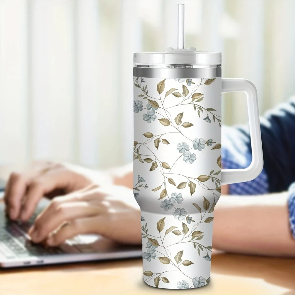 Boho 40oz Stainless Steel Tumbler with Straw – Insulated & Leakproof Travel Mug