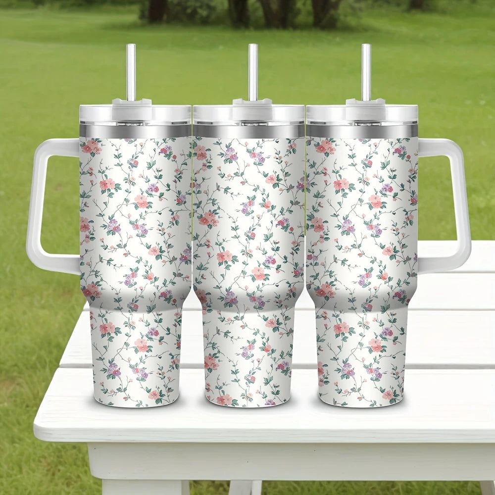 Boho 40oz Stainless Steel Tumbler with Straw – Insulated & Leakproof Travel Mug