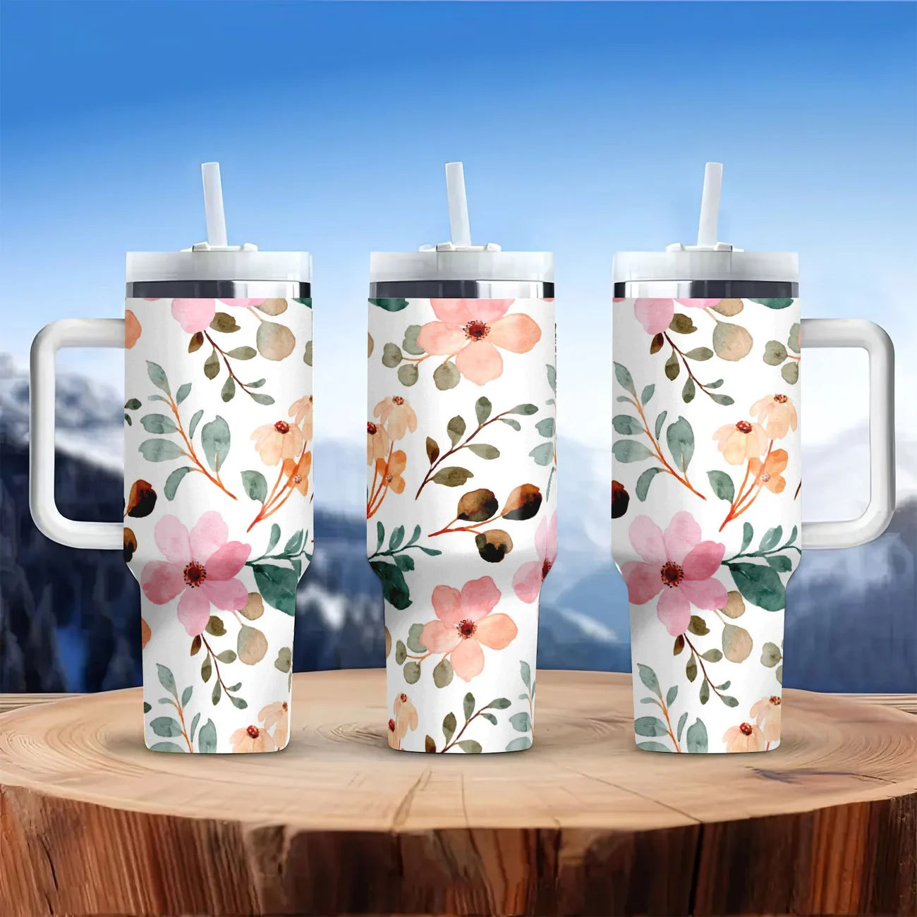 Boho 40oz Stainless Steel Tumbler with Straw – Insulated & Leakproof Travel Mug