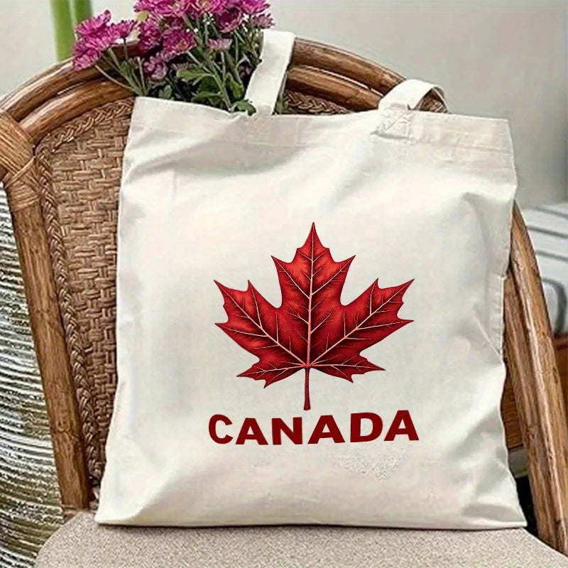 Canada Tote Bag – Beige Canvas Reusable Bag with One or Two-Sided Print