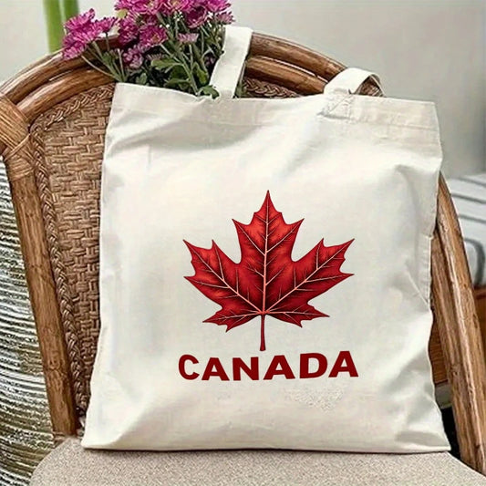Canada Tote Bag – Beige Canvas Reusable Bag with One or Two-Sided Print