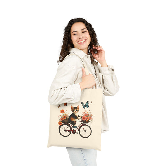 Cat on Bicycle Tote Bag – Cute & Roomy Summer Carry-All