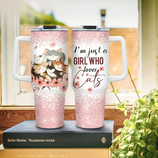 Cats 40oz Stainless Steel Tumbler with Straw – Insulated & Leakproof Travel Mug