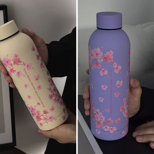 Cherry Blossom Stainless Steel Water Bottle with Leak-Proof Lid – 17oz (500ml) Insulated & Reusable