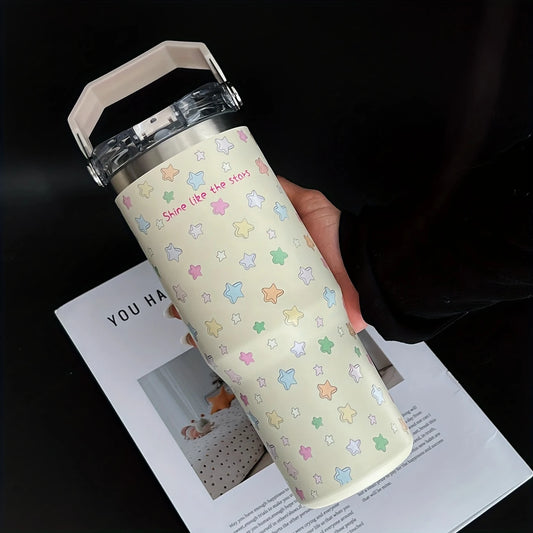 Colorful Stars 30oz Stainless Steel Tumbler with Straw – Insulated & Leakproo