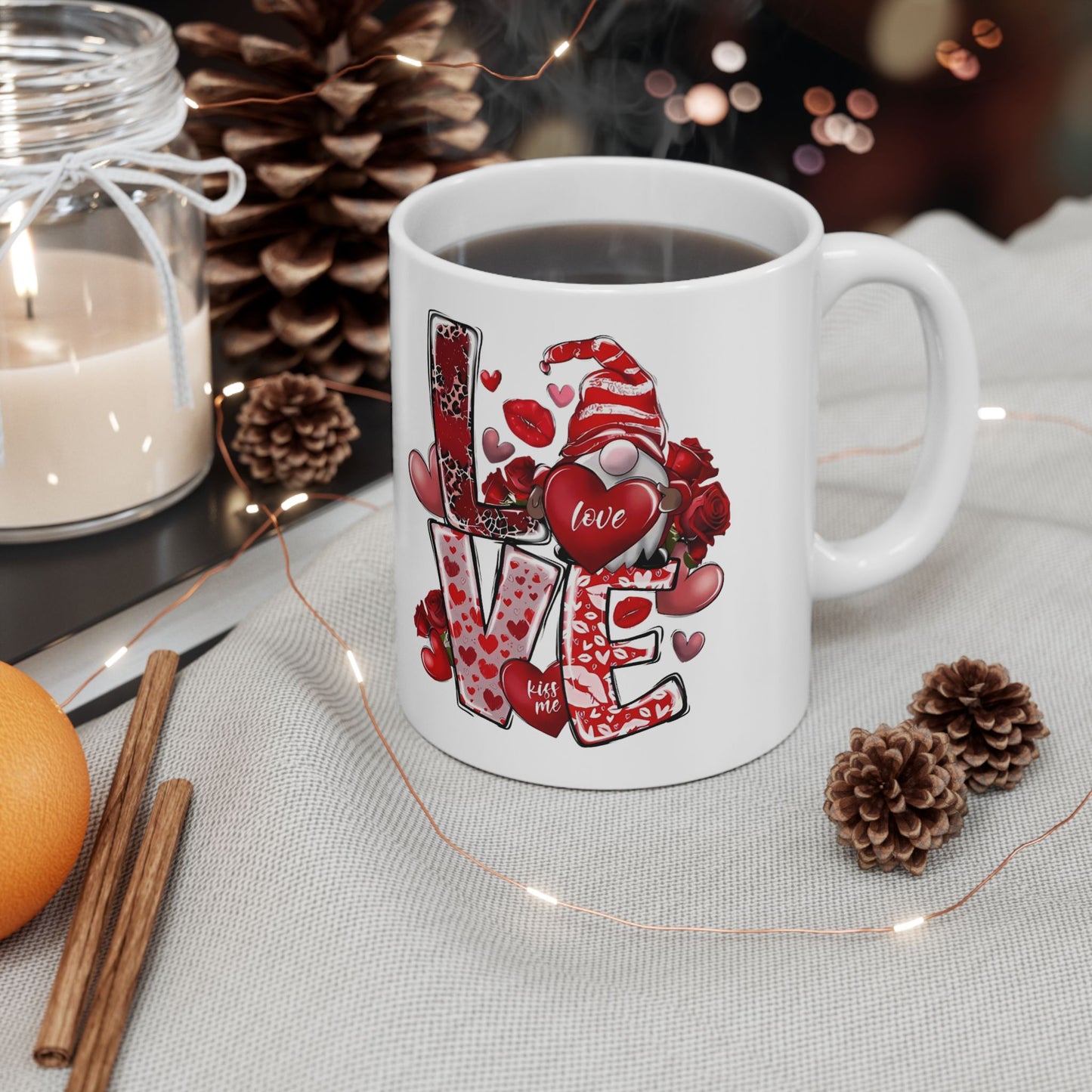 Tasse en céramique avec un joli gnome d'amour – Cadeau de Saint-Valentin idéal pour votre bien-aimé