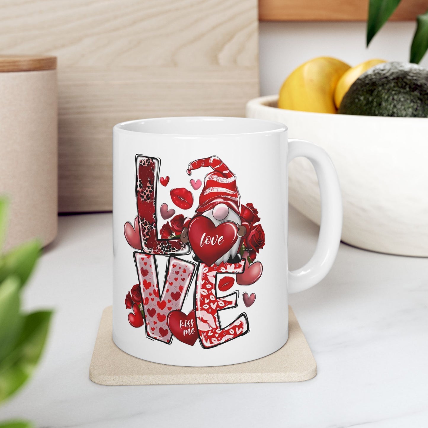 Tasse en céramique avec un joli gnome d'amour – Cadeau de Saint-Valentin idéal pour votre bien-aimé