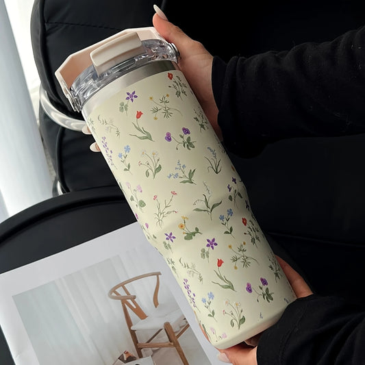 Floral 30oz Stainless Steel Tumbler with Straw – Insulated & Leakproof