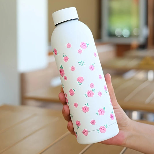 Flower Stainless Steel Water Bottle with Leak-Proof Lid – 17oz (500ml) Insulated & Reusable