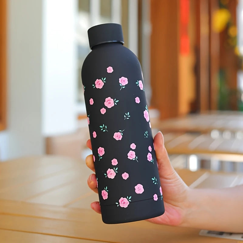 Flower Stainless Steel Water Bottle with Leak-Proof Lid – 17oz (500ml) Insulated & Reusable