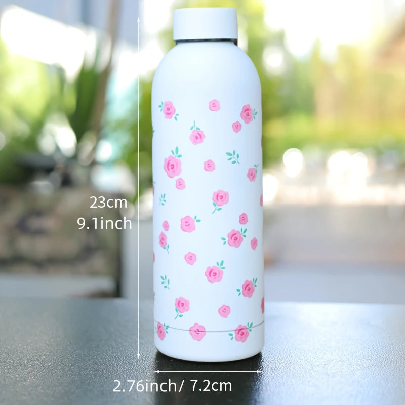 Flower Stainless Steel Water Bottle with Leak-Proof Lid – 17oz (500ml) Insulated & Reusable