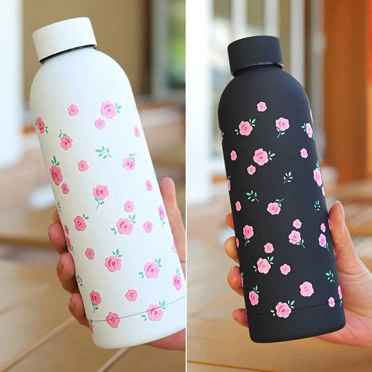 Flower Stainless Steel Water Bottle with Leak-Proof Lid – 17oz (500ml) Insulated & Reusable