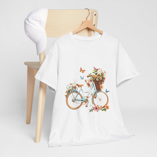 Flower Butterfly Bicycle Unisex T-Shirt – Whimsical Ride into Nature