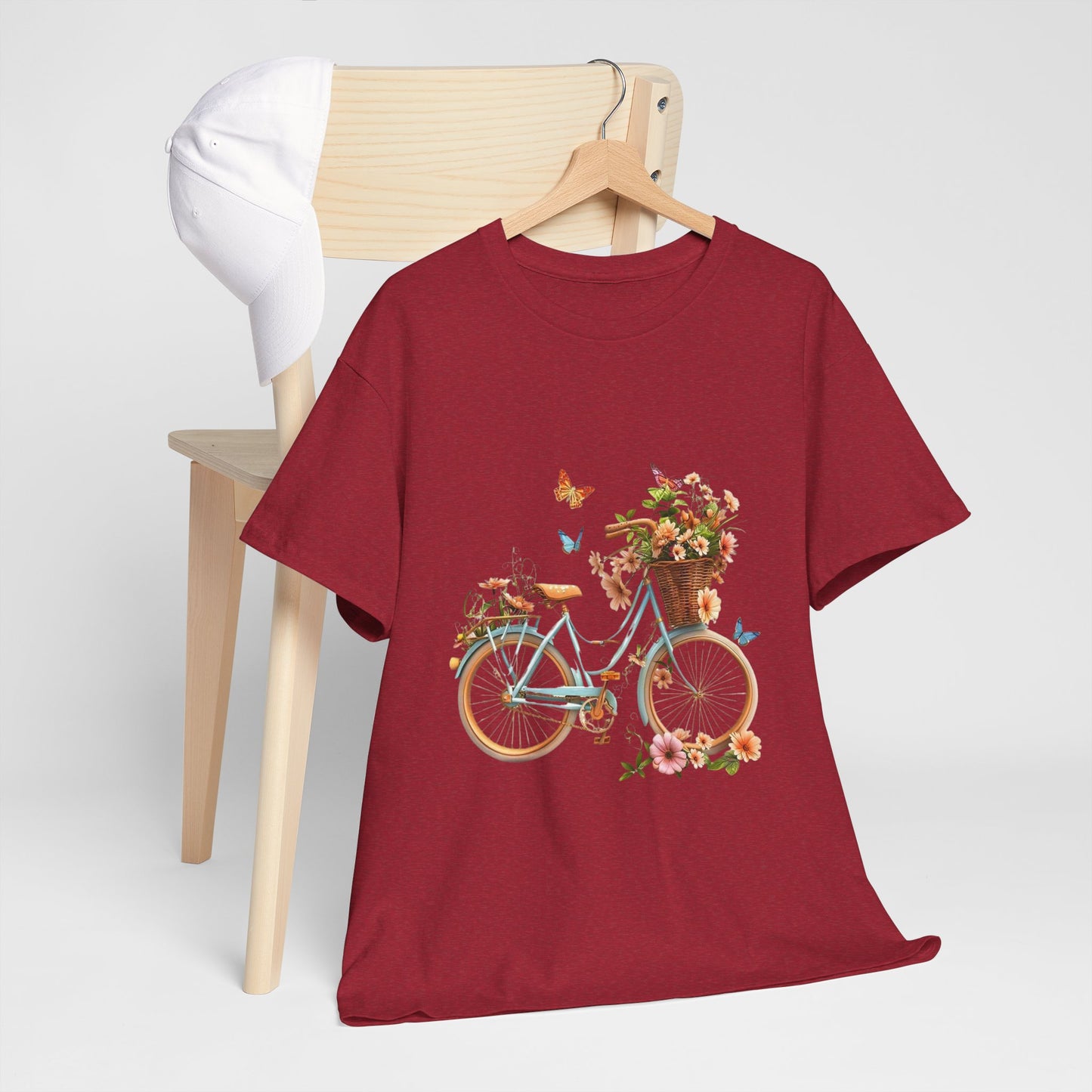 Flower Butterfly Bicycle Unisex T-Shirt – Whimsical Ride into Nature