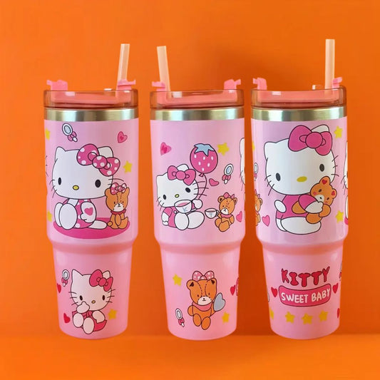 Hello Kitty 30oz Stainless Steel Tumbler with Straw – Insulated & Leakproof