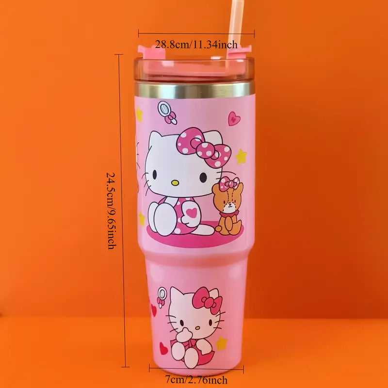 Hello Kitty 30oz Stainless Steel Tumbler with Straw – Insulated & Leakproof