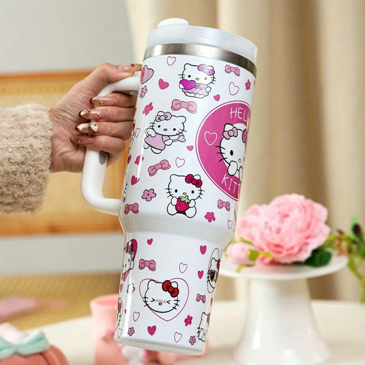 Hello Kitty 40oz Stainless Steel Tumbler with Straw – Insulated & Leakproof Travel Mug