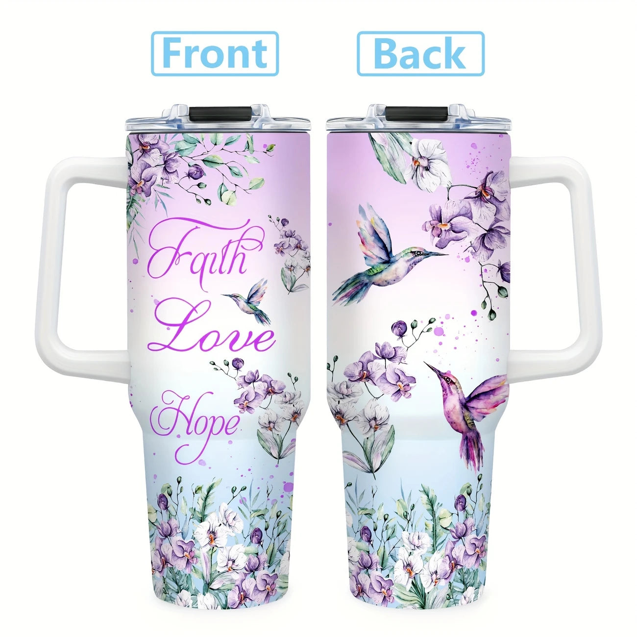 Hummingbird 40oz Stainless Steel Tumbler with Straw – Insulated & Leakproof Travel Mug