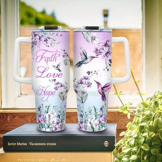 Hummingbird 40oz Stainless Steel Tumbler with Straw – Insulated & Leakproof Travel Mug